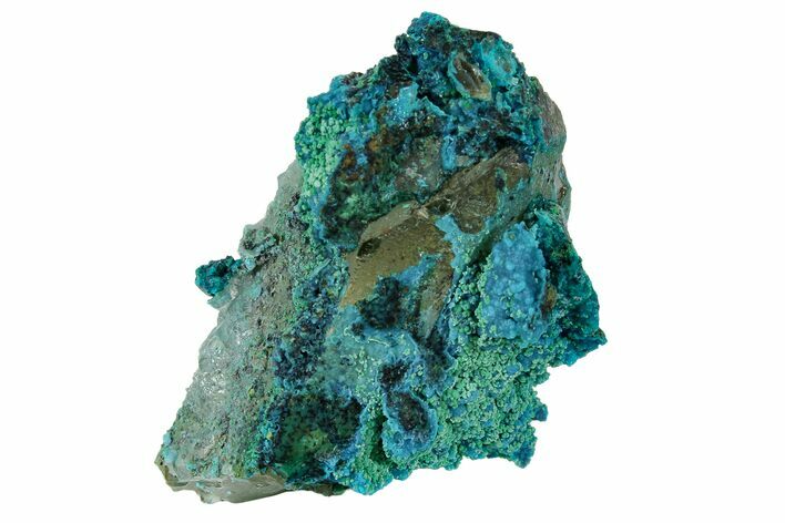 Chrysocolla and Malachite on Quartz Crystal - Tentadora Mine, Peru #169246
